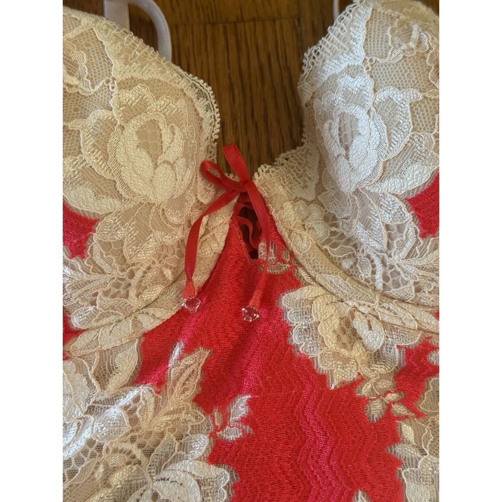 NWT Victoria's Secret 34B Sexy Lingerie Nightie Pink White Floral Lace Sheer - Picture 4 of 8